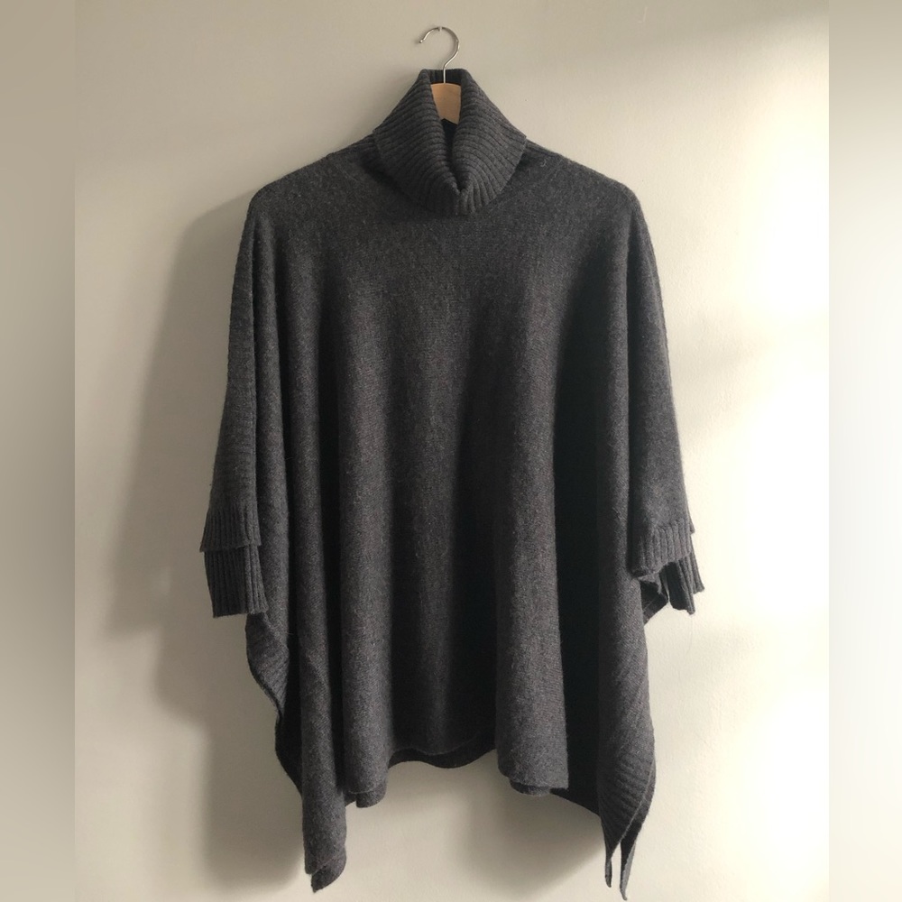 Charcoal cashmere poncho. One size fits most.